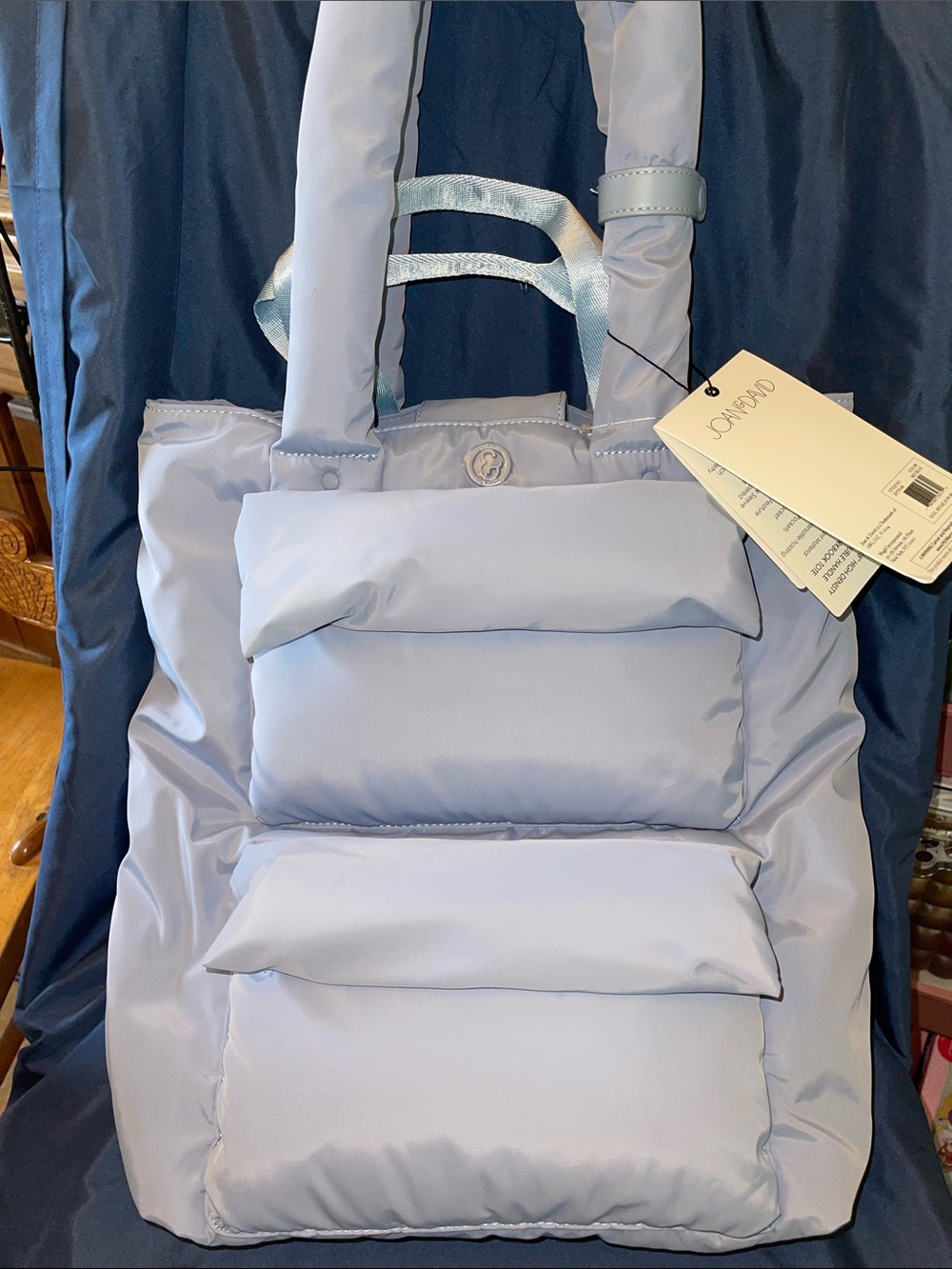 Joan & David The Capri - Light Blue Quilted Puffer Tote